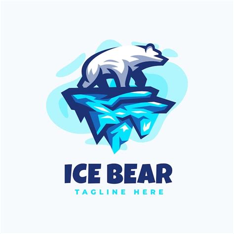 Plantilla De Diseño De Logo De Oso Polar De Hielo Vector Premium