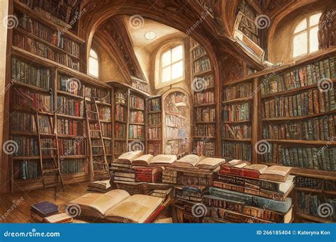 Medieval Library, Digital Illustration Stock Illustration ...