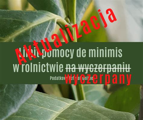 Limit Pomocy De Minimis W Rolnictwie Wyczerpany Aktualizacja