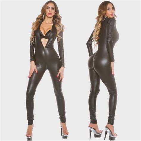 Macacão Catsuit Fantasia Mulher Gato Pantera Cosplay Preto Submarino