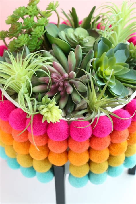 Diy Rainbow Pom Pom Planter Craft A Kailo Chic Life Diy Rainbow