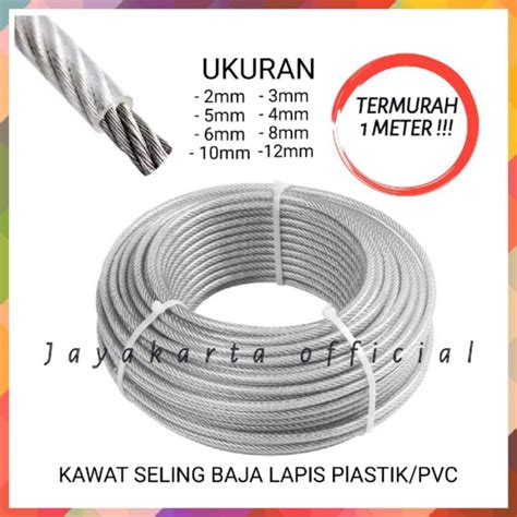 Jual Kawat Seling Baja Lapis Plastik 8mm 10mm 12mm Tali Sling Baja