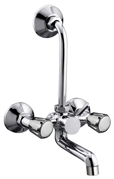 DRIZZLE Wall Mixer Conty 2 In 1 Brass Chrome Plated Bathroom With L