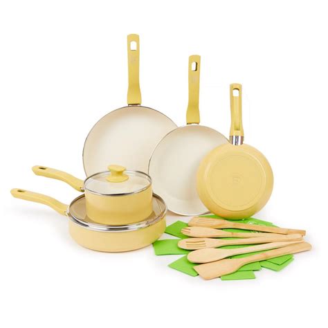 14-piece ceramic pan set from Greenchef - Yellow | Action Webshop NL