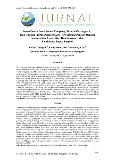 Pdf Pemanfaatan Daun Pohon Ketapang Terminalia Catappa L Dan