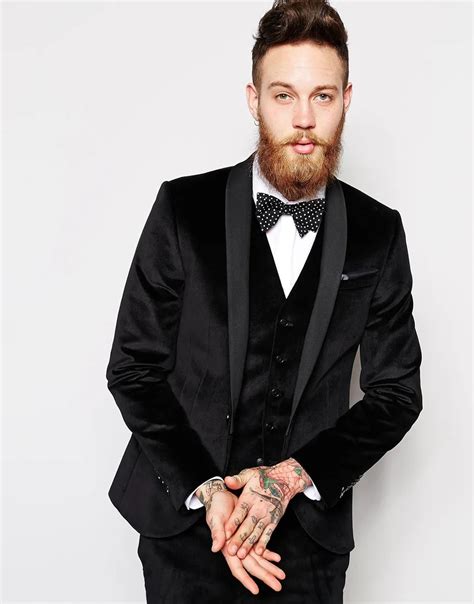 Custom Made Groomsmen Shawl Lapel Groom Tuxedos Black Velvet Men Suits