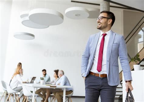 Handsome Businessman Leaving Office Stock Photo Image Of