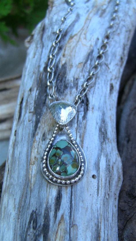 Teardrop Turquoise Necklace In Sterling Silver With Interchangeable