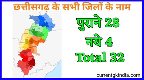 छत्तीसगढ़ के 33 जिलों के नाम की सूची 2024 Chhattisgarh District List