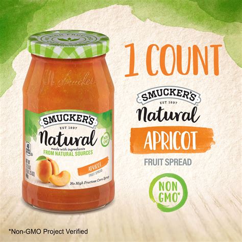 Smuckers Natural Apricot Fruit Spread Non Gmo Real Fruit No High