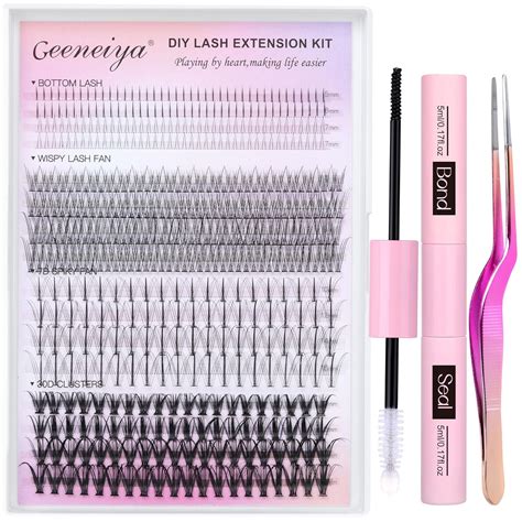 Geeneiya Kit De Extensiones De Pestañas Individuales En Racimo Kit De