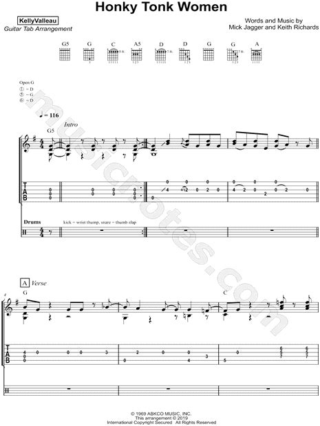 Honky Tonk Woman Guitar Chords