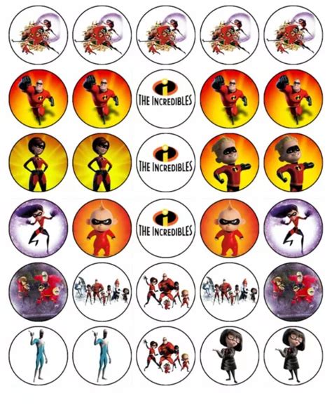 The Incredibles Cupcake Toppers Edible Wafer Paper Cake Decorations 30