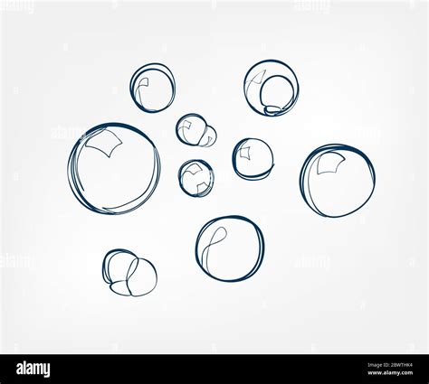 Bubble Soap Line Art Sketch Outline Isolated Design Element Cosmetics