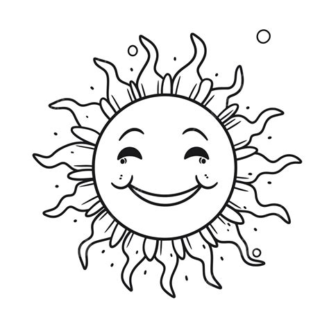 Happy Sun With Smile Coloring Page Outline Sketch Drawing Vector Sun