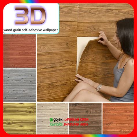 Jual Wallpaper 3D Motif Kayu Timbul Wood Foam Dinding Rumah 70 X 70 Cm