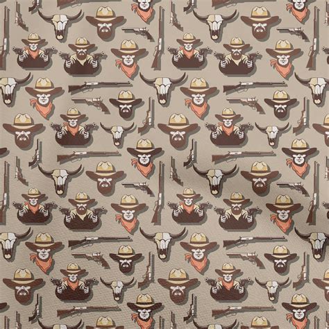 OneOone Velvet Tawny Brown Fabric Cowboy Sewing Material Print Fabric