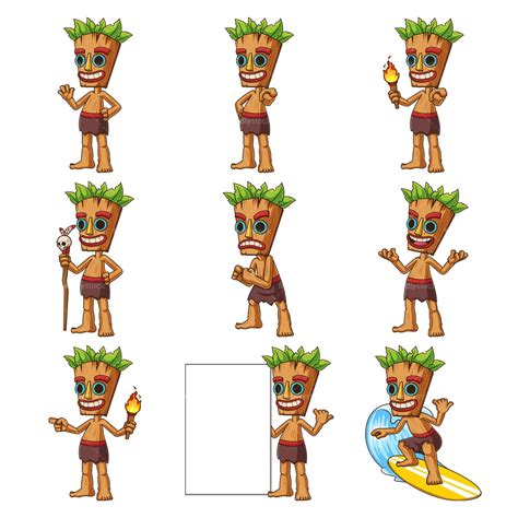 Tiki Cartoon Character Clipart Vector Bundle Friendlystock