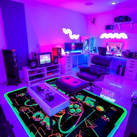 Kmkicme Gaming Area Rug Blacklight For Bedroom Decor Game Printed