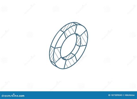 Lifebuoy Isometric Icon 3d Line Art Technical Drawing Editable Stroke