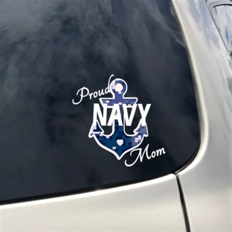 Proud Navy Mom Decal Navy Mom Car Decal Navy Decal Navy Etsy