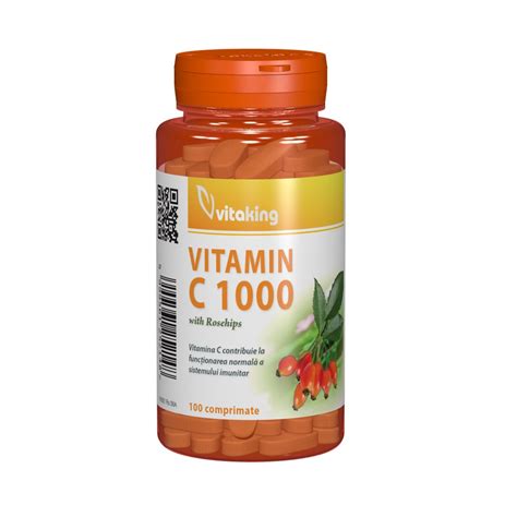 Vitamina C 1000 Mg Cu Macese 100 Comprimate VitaKing Farmacia Tei