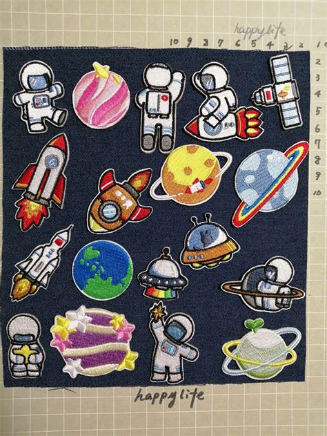 18枚入。宇宙刺繍アイロンワッペンシール両用タイプ ワッペン・アップリケ 手作り素材屋 通販｜creema クリーマ