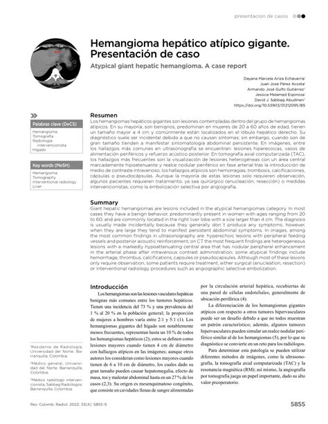 PDF Hemangioma hepático atípico gigante Presentación de caso