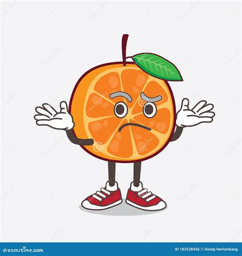 Orange Fruit Cartoon Mascot Character In Comical Grinning Expression