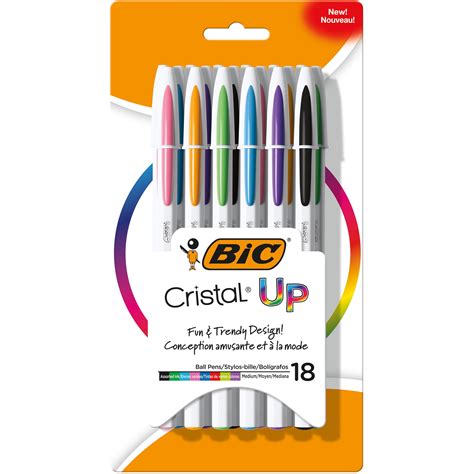 Bic Cristal Up Ballpoint Pen Medium Point 12mm Assorted Colors 18