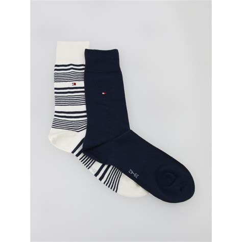 Paires De Chaussettes Hautes Bleu Blanc Homme Tommy Hilfiger Wimod