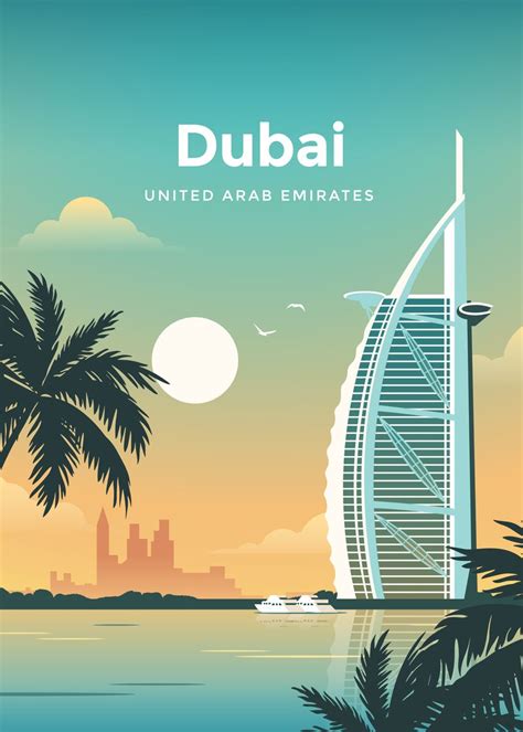 Dubai Travel Poster Poster Picture Metal Print Paint By Corvin