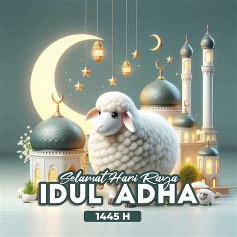 Saludos De Eid Aladha Con Las Ovejas Lindas Vector Premium