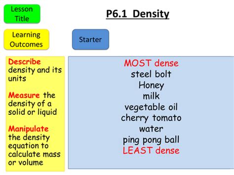 Aqa Gcse P61 Density Teaching Resources