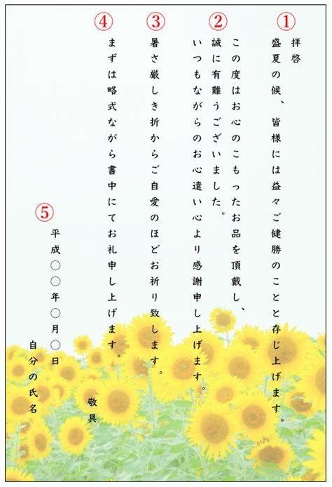 お中元を頂いた時のお礼状の書き方・例文について 毎日が記念日