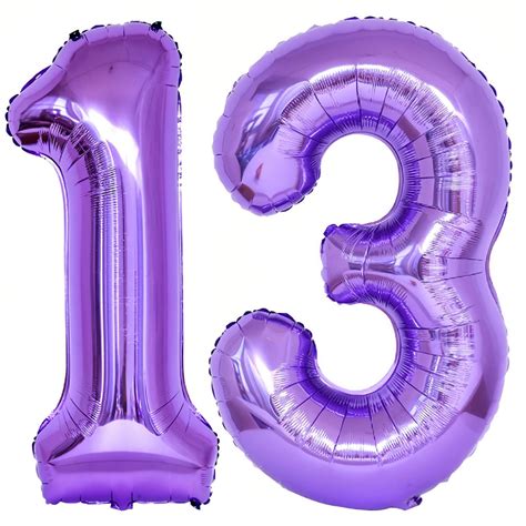 Number 13 Purple Balloons 40 Inch Giant Purple 13 Number Foil Helium Balloons For 13th Purple