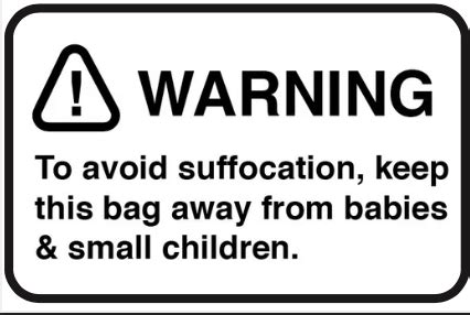 Free Printable suffocation warning label PDF download