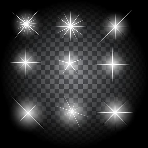 Set Of Glowing Light Stars With Sparkles Vector Illustration 2947925