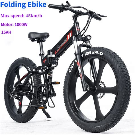 RANDRIDE YX26M Folding Electric Bike 1000W 15AH 26 Inch Fat Tire Off