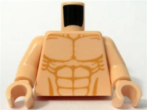 Lego Minifig Torso Bare Chest W Muscles Outline Detailed Pattern