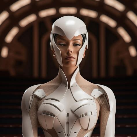 Premium Ai Image Front View Woman Futuristic Portrait In A 3d Cinema