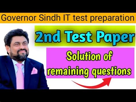 Left Questions Solved Nd Test Paper Governor Sindh It Test Preparation