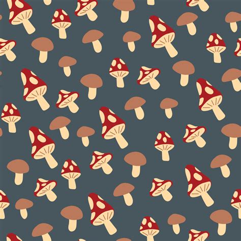 Mushroom Seamless Pattern Vector Art At Vecteezy