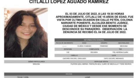 Buscan A Citlali Adolescente De A Os Desaparecida En Cdmx Cdmx En