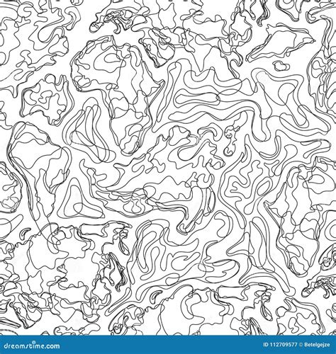 Vector Seamless Pattern With Abstract Contour Topographic Map