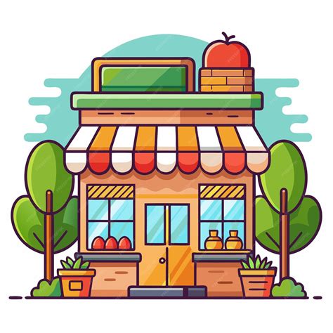 Trendy Organic Grocery Store Building Illustration | Premium AI