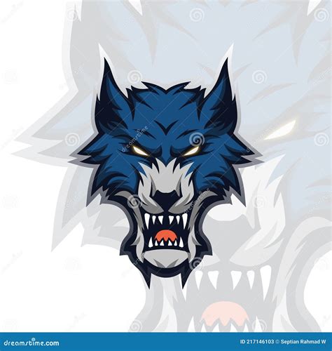 Blue Wolf Mascot Logo Illustration Cartoon Vector