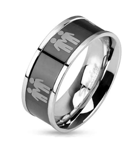 Anillo Acero Inoxidable Diseño Pareja Orgullo Gay Mujer Meses sin interés