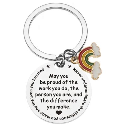 May You Be Proud Of The Work You Do Rainbow Stainless Steel Keychain