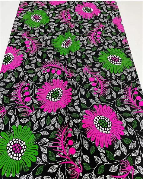 Pink And Green African Fabric Yards Ankara Fabric By The Etsy